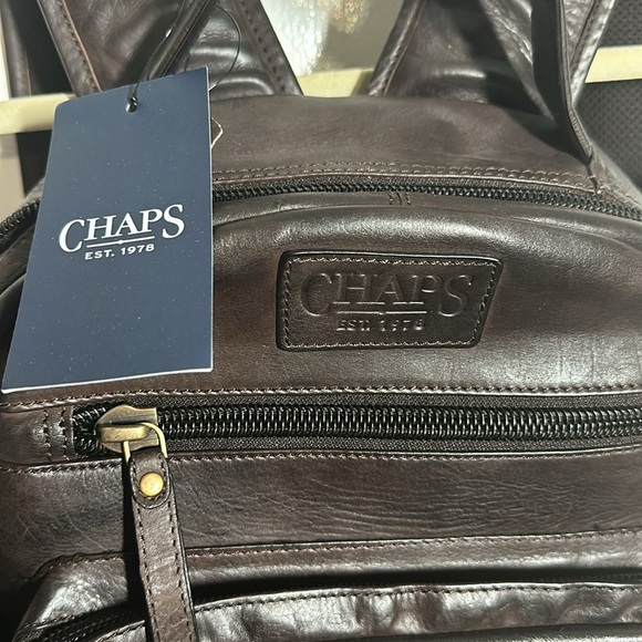 Unisex NWT Genuine Leather Commuter Backpack, Chaps by Ralph Lauren - Picture 4 of 9